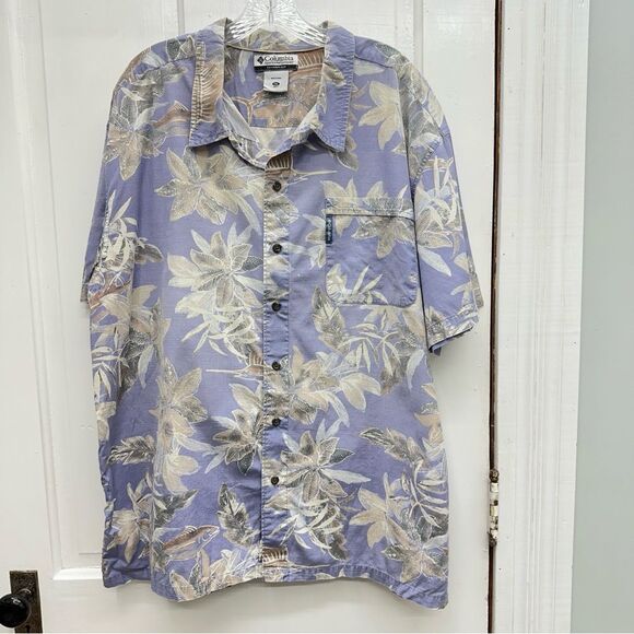 Columbia short sleeve button down Hawaiian floral fishing shirt men's xxl 2xl - Picture 1 of 5